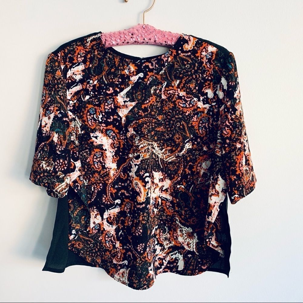 ‎WAYF Paisley Side Slit Blouse Size Large